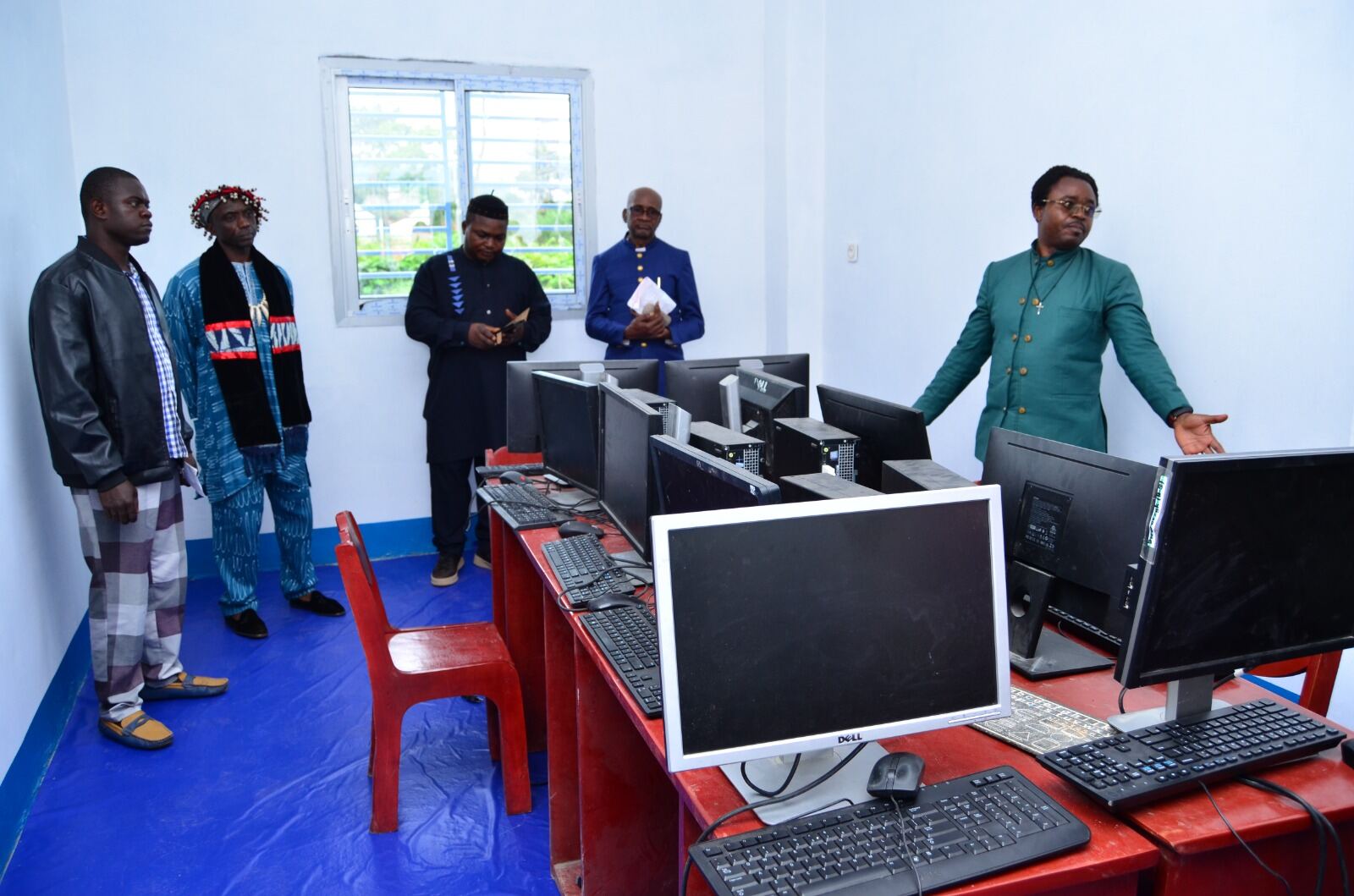 Computer lab with desktop computers for ICT lessons