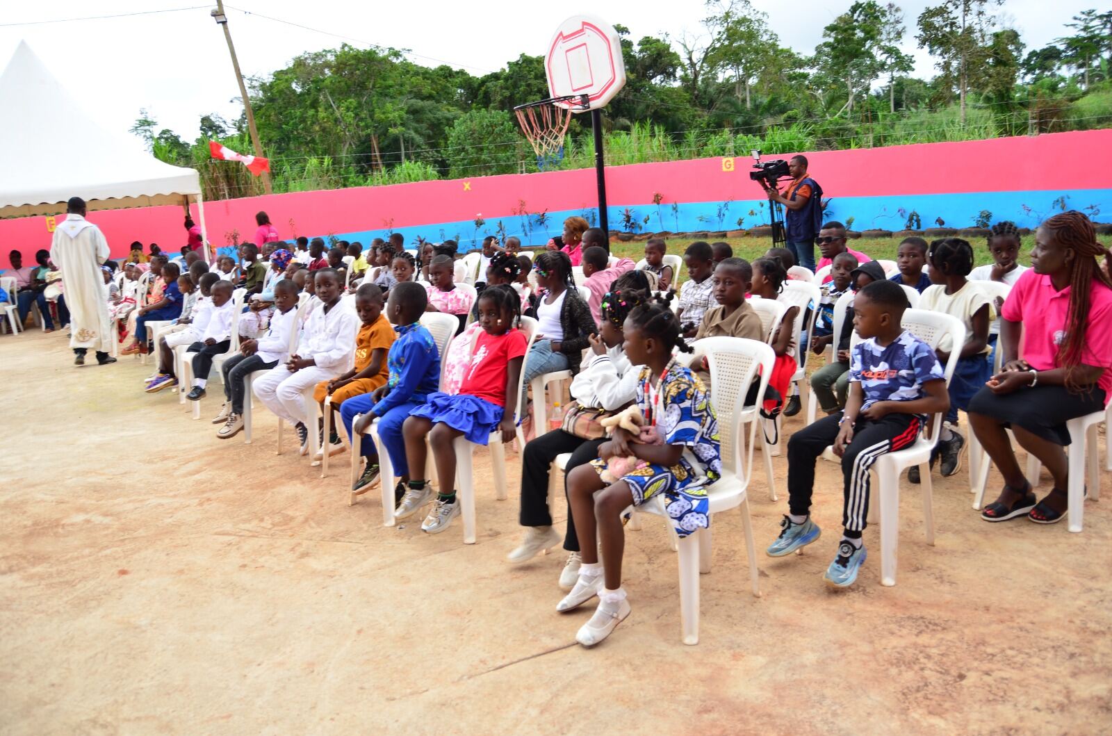 Pupils seated for a school ceremony